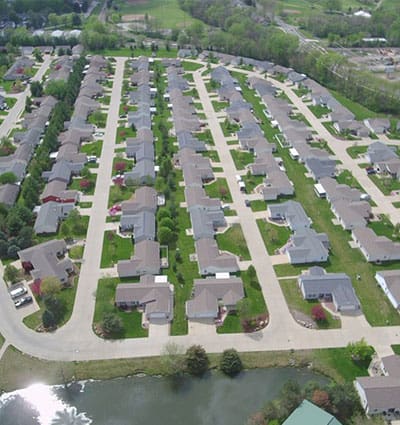 aerial view of timber creek living customizable homes in springfield il